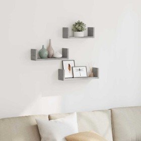Estante de pared 3 unidades madera de ingeniería gris hormigón en Estanterías | Comprar online en Foru.es