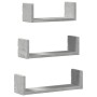 Estante de pared 3 unidades madera de ingeniería gris hormigón en Estanterías | Comprar online en Foru.es