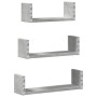 Estante de pared 3 unidades madera de ingeniería gris hormigón en Estanterías | Comprar online en Foru.es