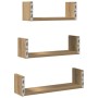 Estante de pared 3 uds madera de ingeniería roble artesanal en Estanterías | Comprar online en Foru.es