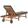 Tumbonas con cojín 2 uds madera maciza de teca gris oscuro de vidaXL, Tumbonas - Ref: Foro24-3054634, Precio: 611,74 €, Descu...