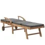 Tumbonas con cojín 2 uds madera maciza de teca gris oscuro de vidaXL, Tumbonas - Ref: Foro24-3054634, Precio: 611,74 €, Descu...