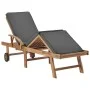 Tumbonas con cojín 2 uds madera maciza de teca gris oscuro de vidaXL, Tumbonas - Ref: Foro24-3054634, Precio: 611,74 €, Descu...