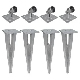 Pfostenstreben Heringe 4 Einheiten Stahl von vidaXL, Zaunpfosten - Ref: Foro24-3057511, Preis: 58,39 €, Rabatt: %