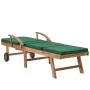 Tumbonas con cojín 2 uds madera maciza de teca verde de vidaXL, Tumbonas - Ref: Foro24-3054635, Precio: 464,40 €, Descuento: %