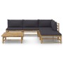 Set de muebles de jardín 6 piezas bambú con cojines gris oscuro de vidaXL, Conjuntos de jardín - Ref: Foro24-3058236, Precio:...