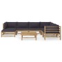 Set de muebles de jardín 8 piezas bambú con cojines gris oscuro de vidaXL, Conjuntos de jardín - Ref: Foro24-3058220, Precio:...