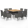 Set de comedor de jardín 9 pzas ratán PE y madera acacia gris de vidaXL, Conjuntos de jardín - Ref: Foro24-3058343, Precio: 5...