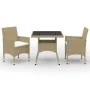 Muebles de jardín 3 piezas ratán sintético y vidrio beige de vidaXL, Conjuntos de jardín - Ref: Foro24-3058310, Precio: 262,5...
