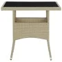 Muebles de jardín 3 piezas ratán sintético y vidrio beige de vidaXL, Conjuntos de jardín - Ref: Foro24-3058310, Precio: 262,5...