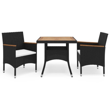 Muebles de jardín 3 piezas ratán sintético negro y acacia de vidaXL, Conjuntos de jardín - Ref: Foro24-3058316, Precio: 230,5...