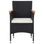 Muebles de jardín 3 piezas ratán sintético negro y acacia de vidaXL, Conjuntos de jardín - Ref: Foro24-3058316, Precio: 230,5...
