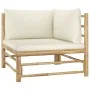 Garden furniture set 6 pieces bamboo and cream white cushions by vidaXL, Garden sets - Ref: Foro24-3058239, Price: 626,40 €, ...