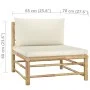 Garden furniture set 6 pieces bamboo and cream white cushions by vidaXL, Garden sets - Ref: Foro24-3058239, Price: 626,40 €, ...