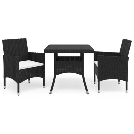 Muebles de jardín 3 piezas ratán sintético y vidrio negro de vidaXL, Conjuntos de jardín - Ref: Foro24-3058308, Precio: 244,9...