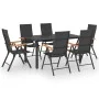 Juego de comedor para jardín 7 piezas negro y marrón de vidaXL, Conjuntos de jardín - Ref: Foro24-3060073, Precio: 545,00 €, ...