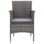 Set de bistró jardín 3 pzs ratán sintético vidrio templado gris de vidaXL, Conjuntos de jardín - Ref: Foro24-3058385, Precio:...