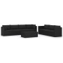 Set muebles de jardín 8 piezas y cojines ratán sintético negro de vidaXL, Conjuntos de jardín - Ref: Foro24-3059502, Precio: ...