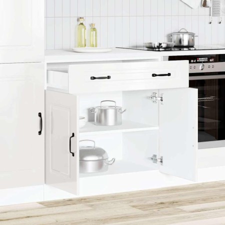 Mueble bajo cocina Kalmar madera ingeniería blanca alto brillo en Armarios de cocina | Comprar online en Foru.es