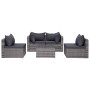 Set de sofás de jardín 7 piezas y cojines ratán sintético gris de vidaXL, Conjuntos de jardín - Ref: Foro24-3059492, Precio: ...