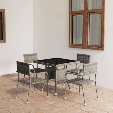 Juego de comedor para jardín 5 piezas ratán sintético gris de vidaXL, Conjuntos de jardín - Ref: Foro24-3059443, Precio: 174,...