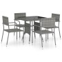 Juego de comedor para jardín 5 piezas ratán sintético gris de vidaXL, Conjuntos de jardín - Ref: Foro24-3059443, Precio: 174,...