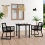 Juego de comedor de jardín 3 piezas ratán PVC negro de vidaXL, Conjuntos de jardín - Ref: Foro24-3058283, Precio: 306,18 €, D...