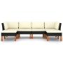 Set de muebles de jardín 6 pzas y cojines ratán sintético negro de vidaXL, Conjuntos de jardín - Ref: Foro24-3059736, Precio:...