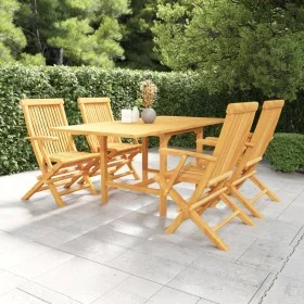 Juego de comedor para jardín 5 piezas madera maciza teca de vidaXL, Conjuntos de jardín - Ref: Foro24-3059595, Precio: 509,82...