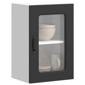 Armario pared cocina puerta de cristal Kalmar negra en Armarios de cocina | Comprar online en Foru.es