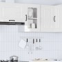 Armario de cocina de pared con puerta de cristal "Kalmar" de, madera de ingeniería blanca brillante en Armarios de cocina | Comp