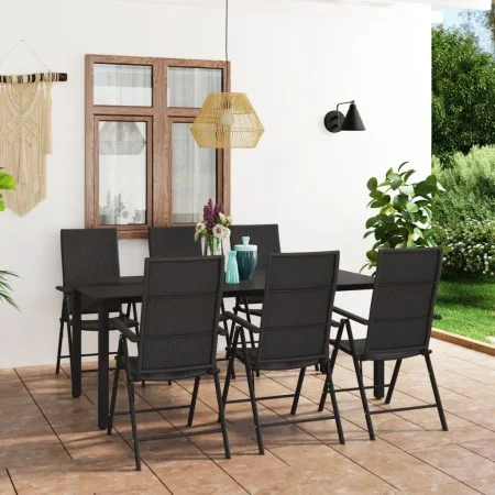 Juego de comedor para jardín 7 piezas negro de vidaXL, Conjuntos de jardín - Ref: Foro24-3060050, Precio: 570,45 €, Descuento: %