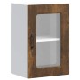 Armario de cocina de pared con puerta de cristal "Kalmar" de, roble ahumado, madera de ingeniería en Armarios de cocina | Compra
