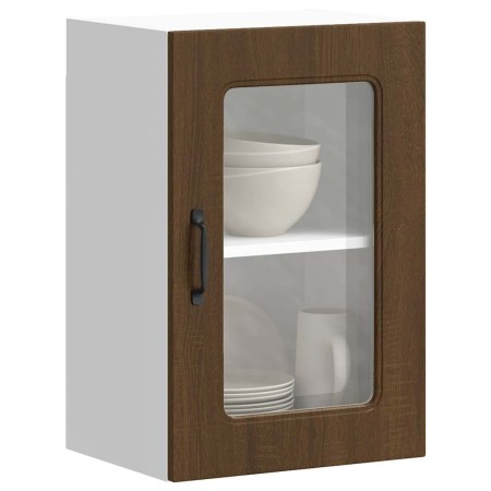 Armario pared cocina puerta de cristal Kalmar roble marrón en Armarios de cocina | Comprar online en Foru.es