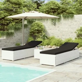 Gartenliegen und Tisch 3 Stück weißes synthetisches Rattan von vidaXL, Liegen - Ref: Foro24-3057664, Preis: 323,12 €, Rabatt: %