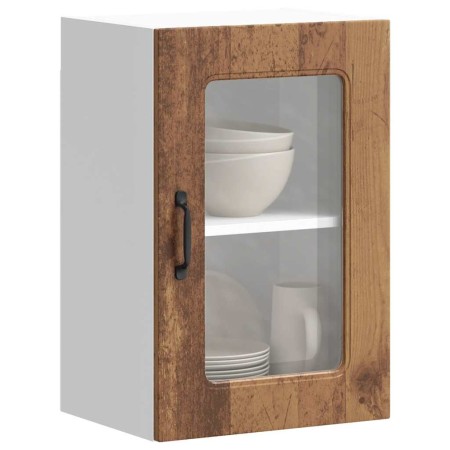 Armario de cocina de pared con puerta de cristal "Kalmar" de, madera de ingeniería envejecida en Armarios de cocina | Comprar on