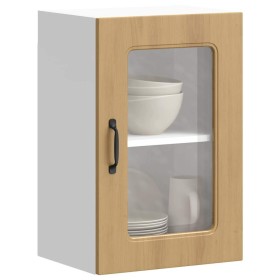 Armario de cocina de pared con puerta de cristal "Kalmar" de, roble artesanal, madera de ingeniería en Armarios de cocina | Comp