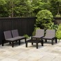 Set de muebles de jardín 3 piezas con cojines plástico gris de vidaXL, Conjuntos de jardín - Ref: Foro24-3059828, Precio: 269...