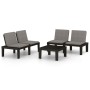 Set de muebles de jardín 3 piezas con cojines plástico gris de vidaXL, Conjuntos de jardín - Ref: Foro24-3059828, Precio: 269...