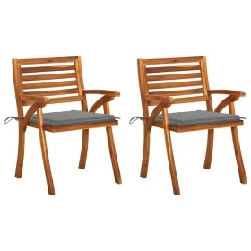 Sillas de comedor jardín con cojines 2 uds madera maciza acacia de vidaXL, Sillas de jardín - Ref: Foro24-3060783, Precio: 19...