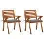 Sillas de comedor jardín con cojines 2 uds madera maciza acacia de vidaXL, Sillas de jardín - Ref: Foro24-3060783, Precio: 25...