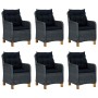 Set comedor jardín 7 pzas cojines ratán sintético gris oscuro de vidaXL, Conjuntos de jardín - Ref: Foro24-3060166, Precio: 1...