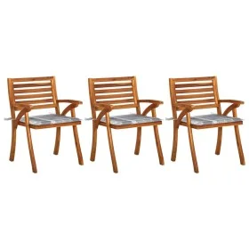 Garten-Esszimmerstühle mit Kissen, 3 Stück, massives Akazienholz von vidaXL, Gartenstühle - Ref: Foro24-3060823, Preis: 253,0...