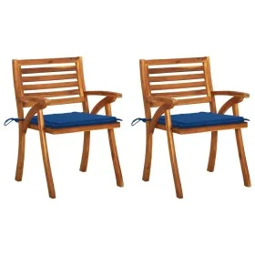 Sillas de comedor jardín con cojines 2 uds madera maciza acacia de vidaXL, Sillas de jardín - Ref: Foro24-3060810, Precio: 19...