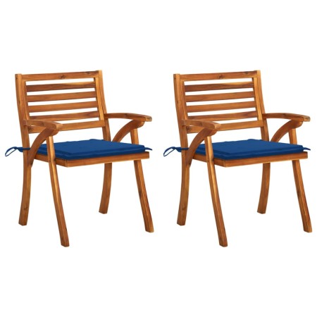 Sillas de comedor jardín con cojines 2 uds madera maciza acacia de vidaXL, Sillas de jardín - Ref: Foro24-3060810, Precio: 25...