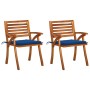 Sillas de comedor jardín con cojines 2 uds madera maciza acacia de vidaXL, Sillas de jardín - Ref: Foro24-3060810, Precio: 25...