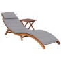 Tumbona de jardín con mesa y cojín madera maciza de acacia de vidaXL, Tumbonas - Ref: Foro24-3061588, Precio: 199,46 €, Descu...