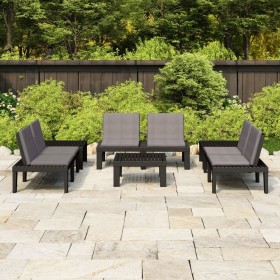 Set de muebles de jardín 6 piezas con cojines plástico gris de vidaXL, Conjuntos de jardín - Ref: Foro24-3059834, Precio: 436...