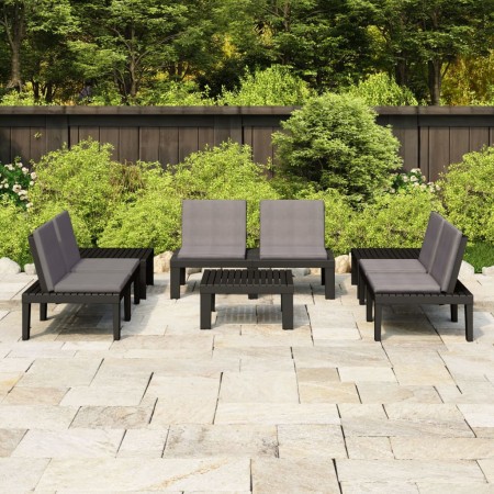 Set de muebles de jardín 6 piezas con cojines plástico gris de vidaXL, Conjuntos de jardín - Ref: Foro24-3059834, Precio: 436...
