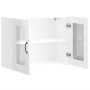 Armario de cocina de pared con puerta de cristal "Kalmar" de, madera de ingeniería blanca brillante en Armarios de cocina | Comp